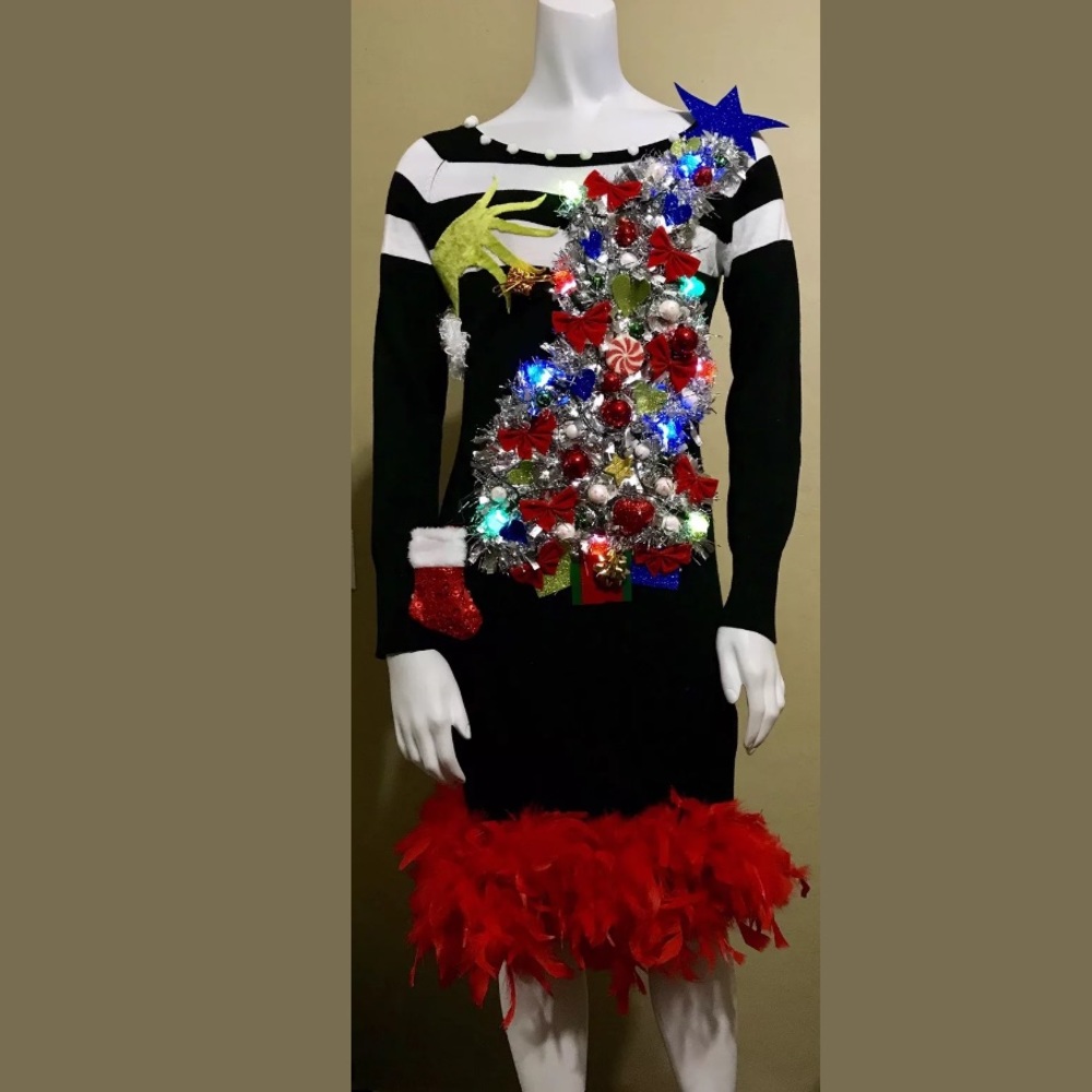 THE GRINCH SEXY UGLY CHRISTMAS XMAS SWEATER DRESS